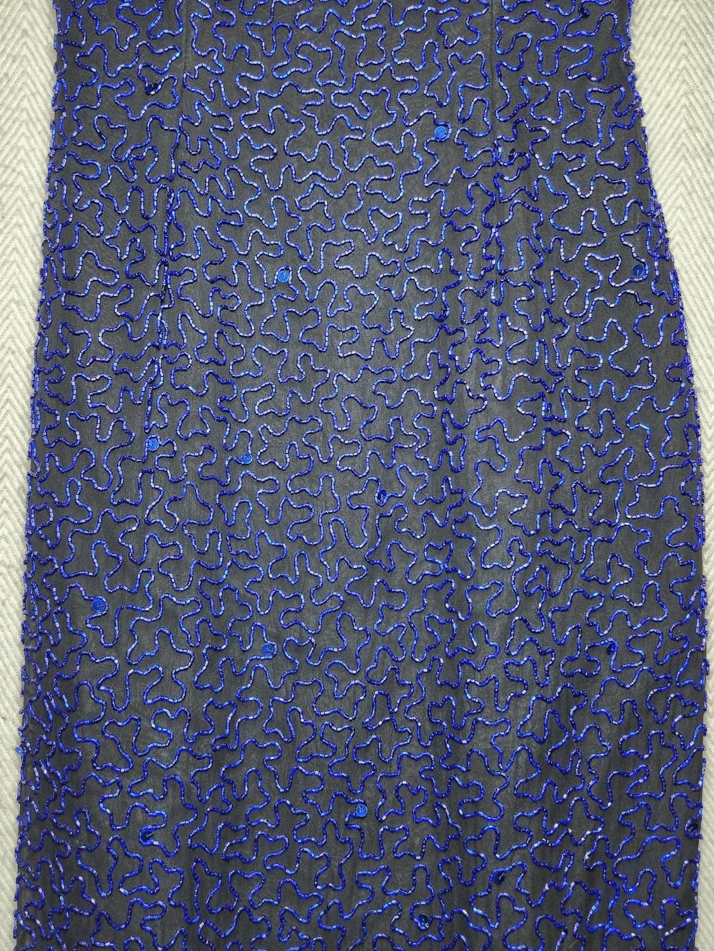 Vtg Andretta Donatello Royal Blue Silk, Glass Beaded Maxi Dress Med Read - Picture 15 of 15